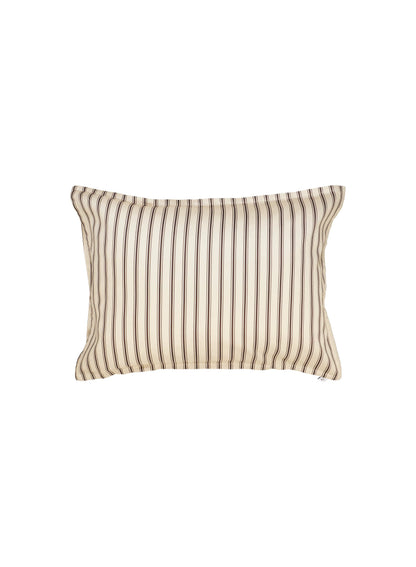 Pillowcases x2 with brown and ecru stripes in cotton and TENCEL™ Lyocell
