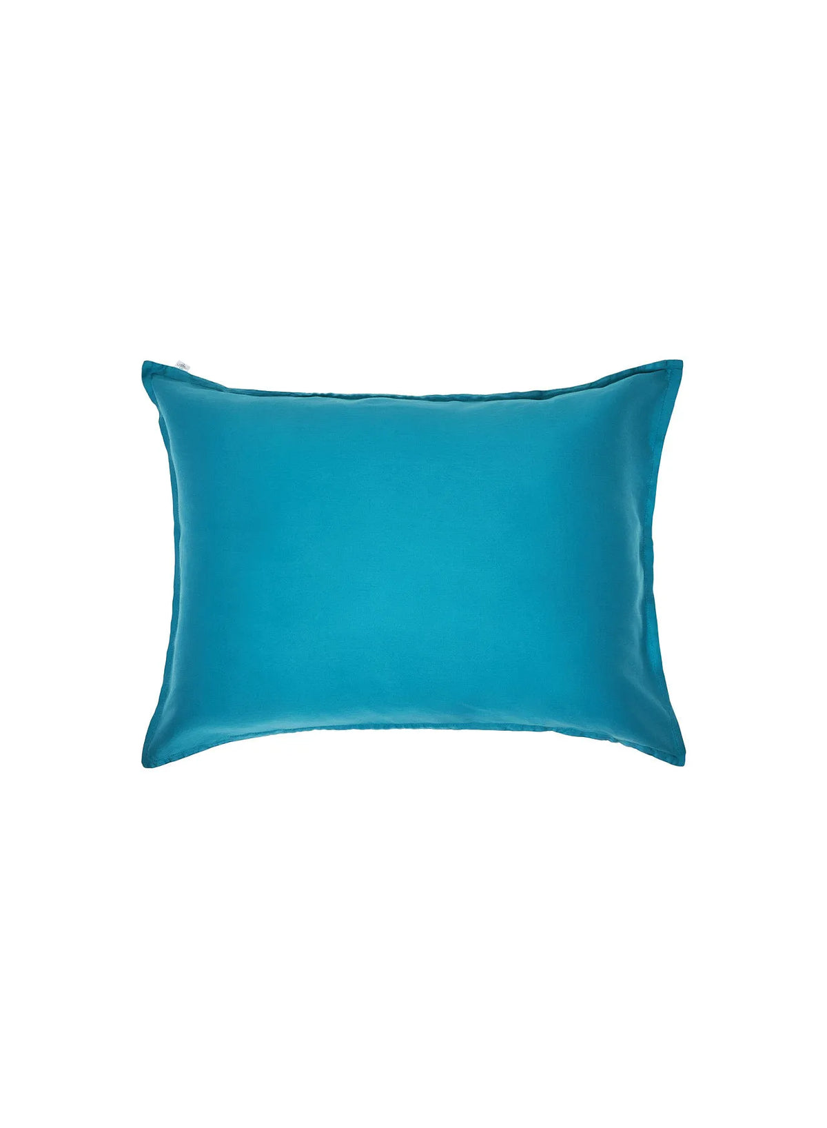 Pillowcases x2 plain peacock blue in cotton and TENCEL™ Lyocell