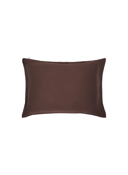 Plain chocolate brown x2 pillowcases in cotton and TENCEL™ Lyocell
