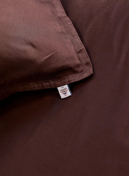 Plain chocolate brown x2 pillowcases in cotton and TENCEL™ Lyocell