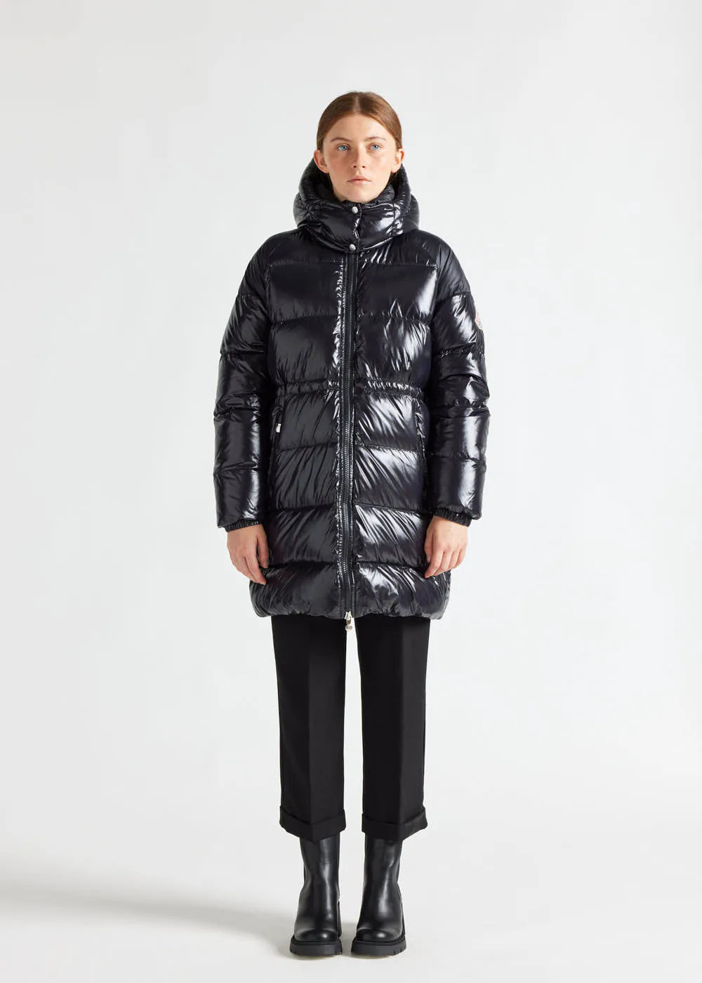 Hooded down jacket for women Pyrenex Fusion Black
