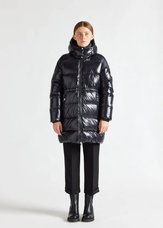Hooded down jacket for women Pyrenex Fusion Black