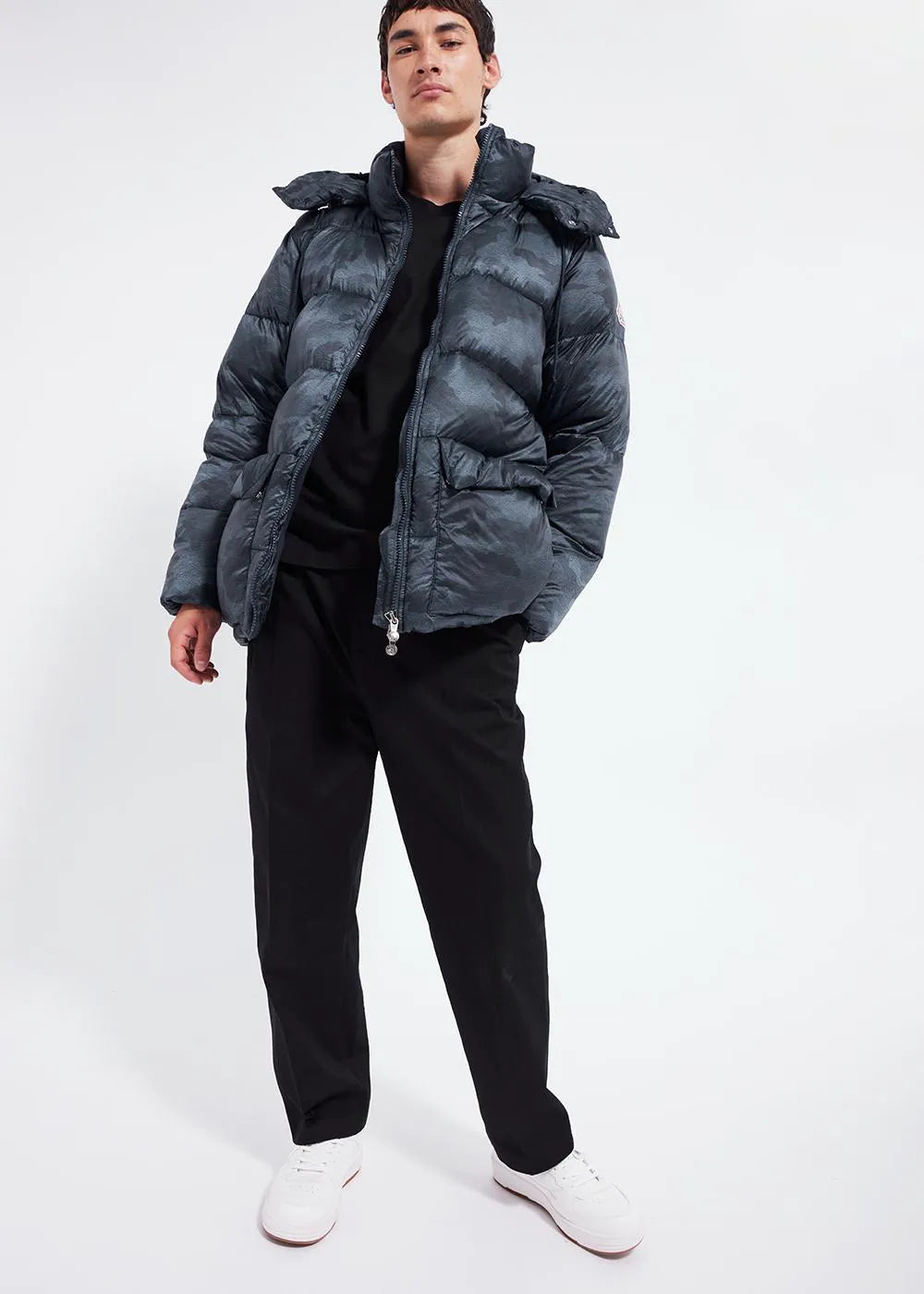 Men's down jacket Evolve Camo Camo blue print