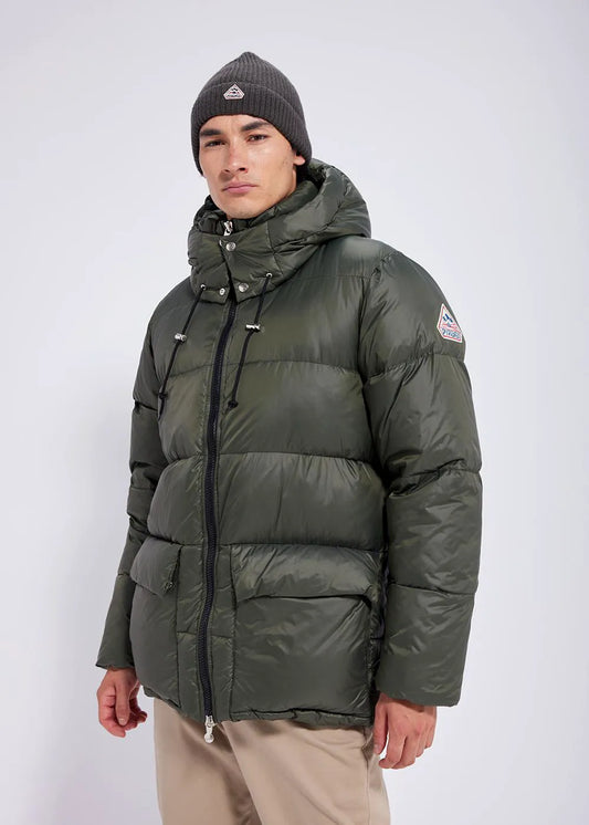 Hooded down jacket for men Pyrenex Evolve Deep khaki