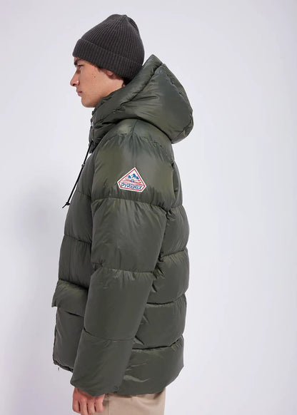 Hooded down jacket for men Pyrenex Evolve Deep khaki