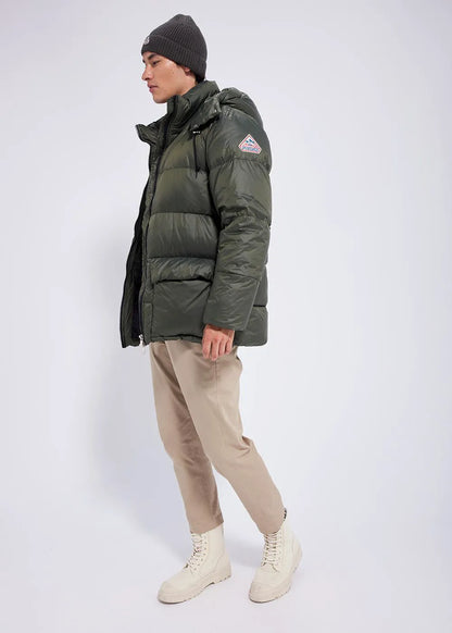 Hooded down jacket for men Pyrenex Evolve Deep khaki