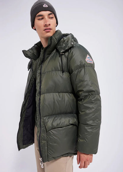 Hooded down jacket for men Pyrenex Evolve Deep khaki