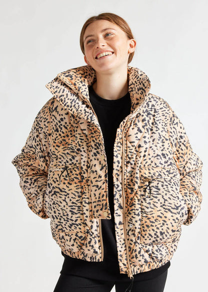 Friday women's down jacket Pyrenex x Roseanna wild leopard print
