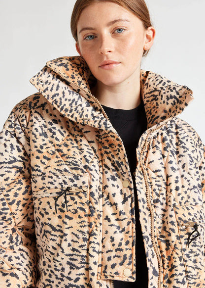 Friday women's down jacket Pyrenex x Roseanna wild leopard print