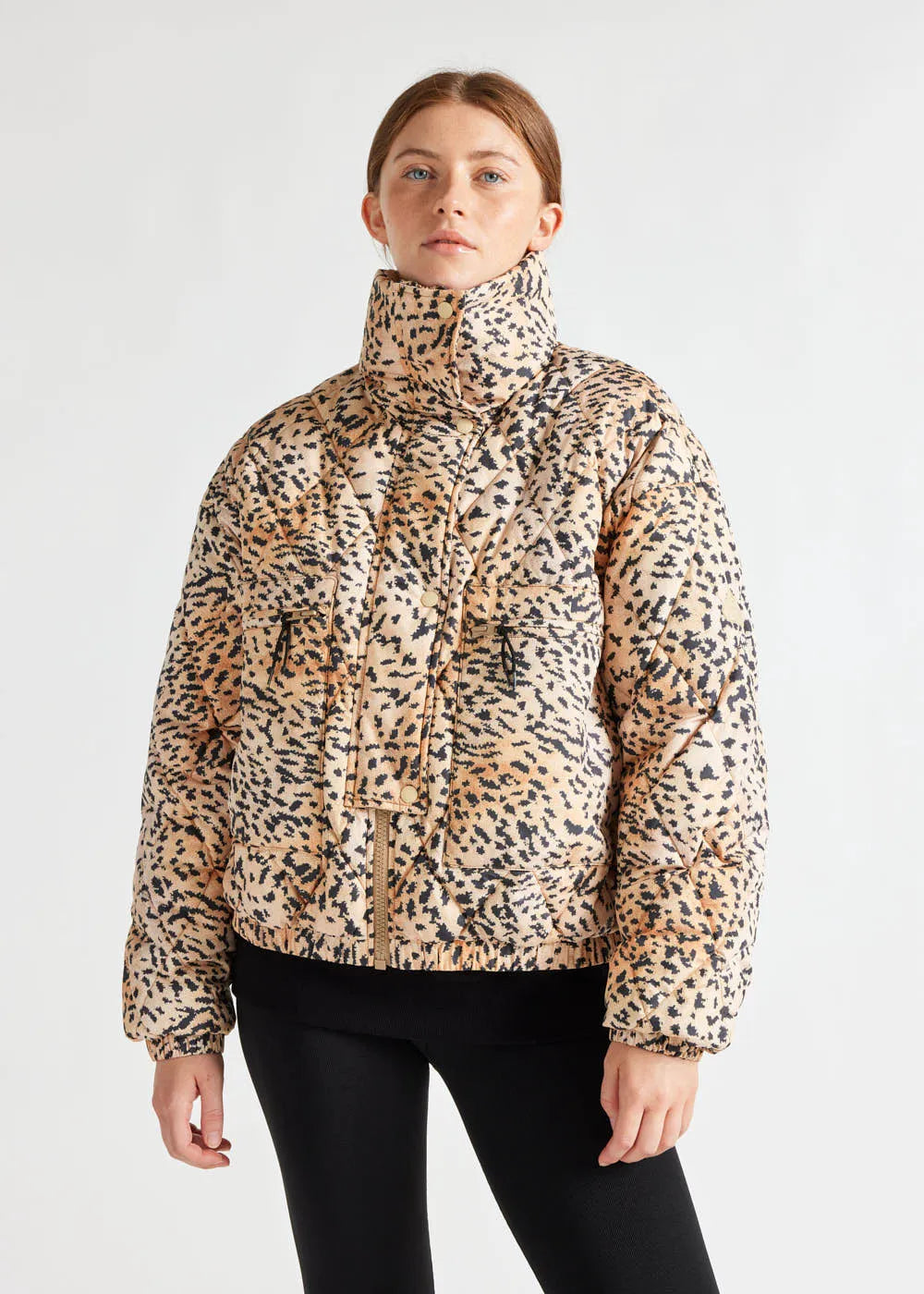 Friday women's down jacket Pyrenex x Roseanna wild leopard print
