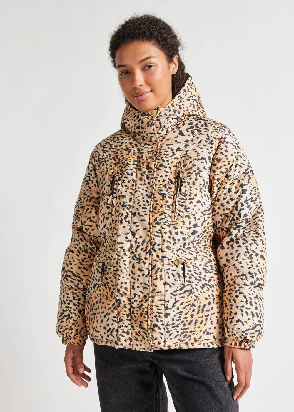 Talitha women's down jacket Pyrenex x Roseanna wild leopard print