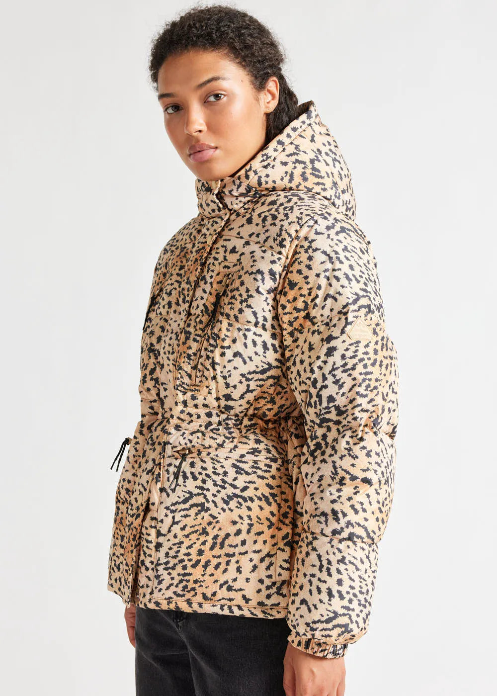 Talitha women's down jacket Pyrenex x Roseanna wild leopard print