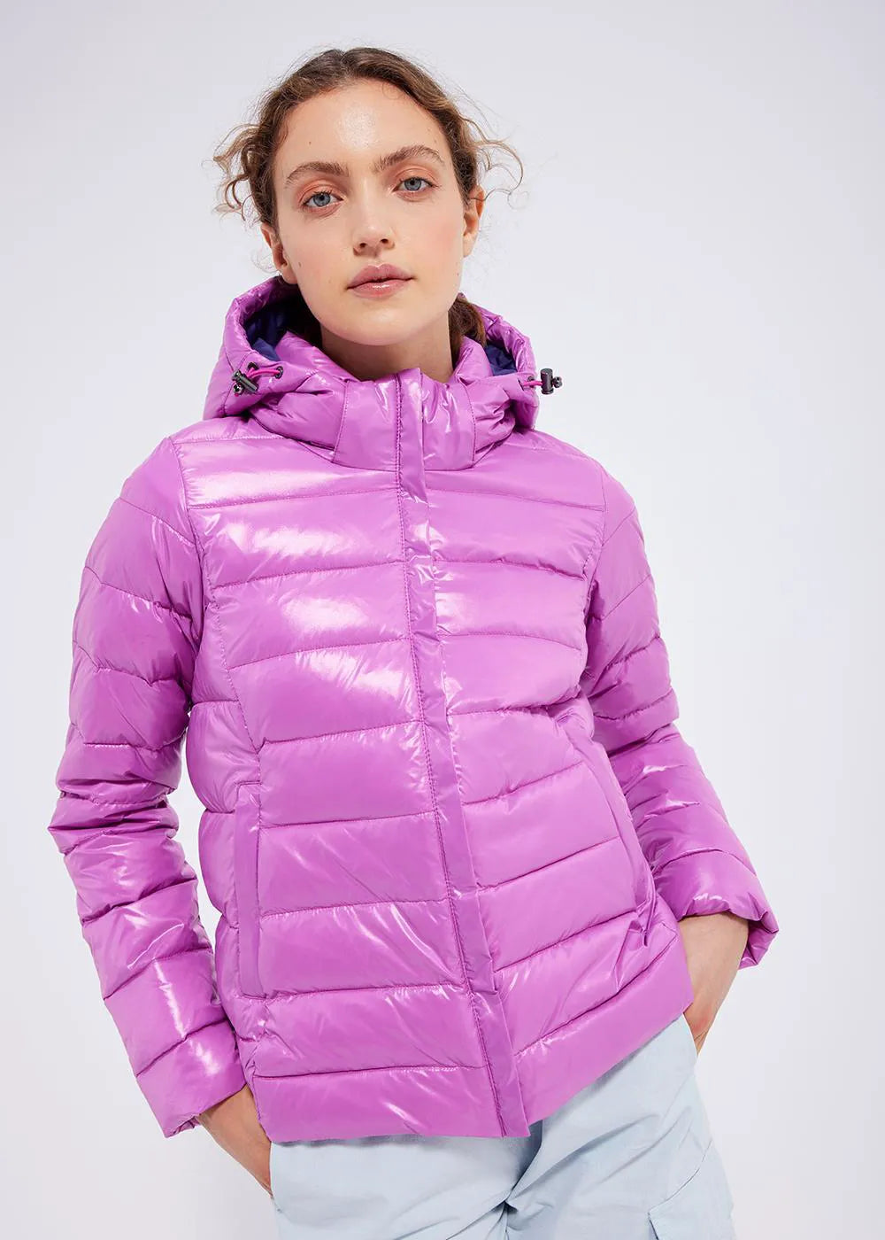 Shiny women's down jacket Pyrenex Spoutnic Fuchsia
