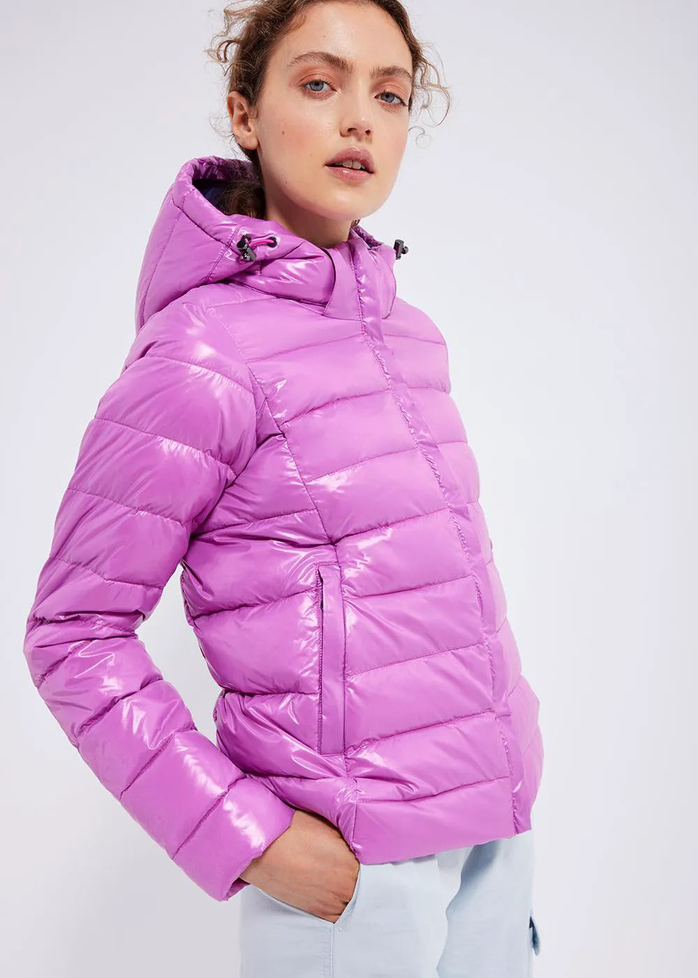 Shiny women's down jacket Pyrenex Spoutnic Fuchsia