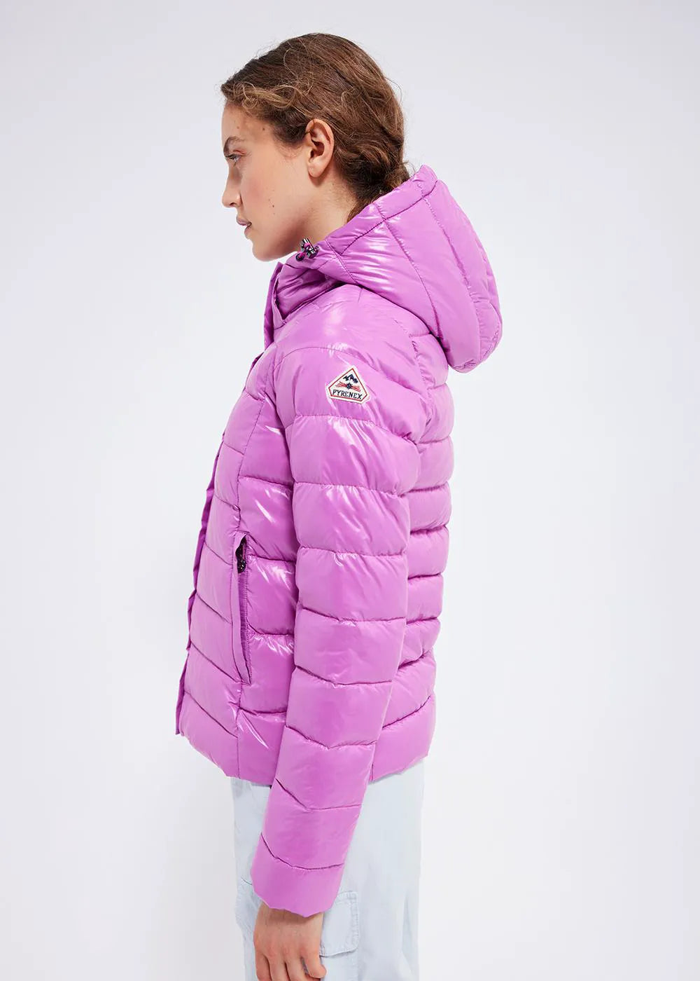 Shiny women's down jacket Pyrenex Spoutnic Fuchsia