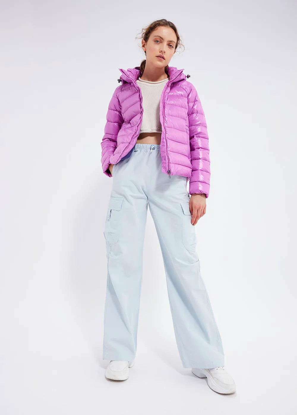Shiny women's down jacket Pyrenex Spoutnic Fuchsia