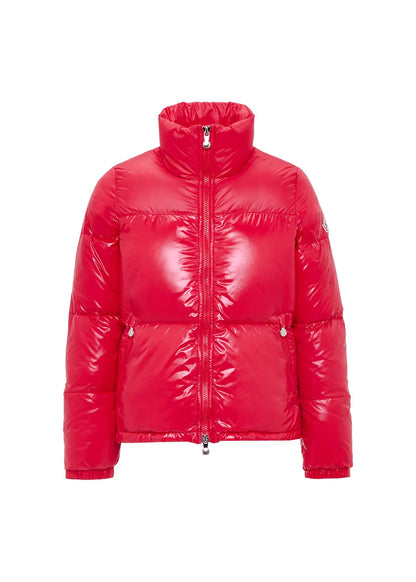 Short glossy down jacket for women Pyrenex Goldin Ribbon red