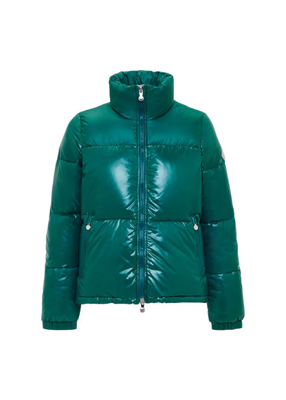 Short shiny down jacket for women Pyrenex Goldin Forest biome