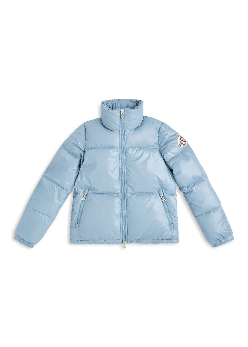 Short glossy down jacket for women Pyrenex Goldin Dusty blue
