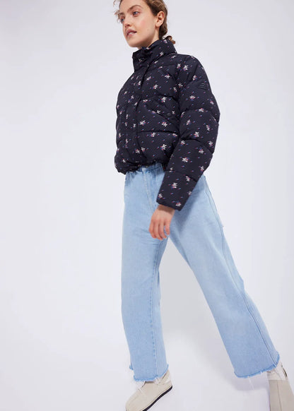 Roseanna Lodge Print charcoal down jacket