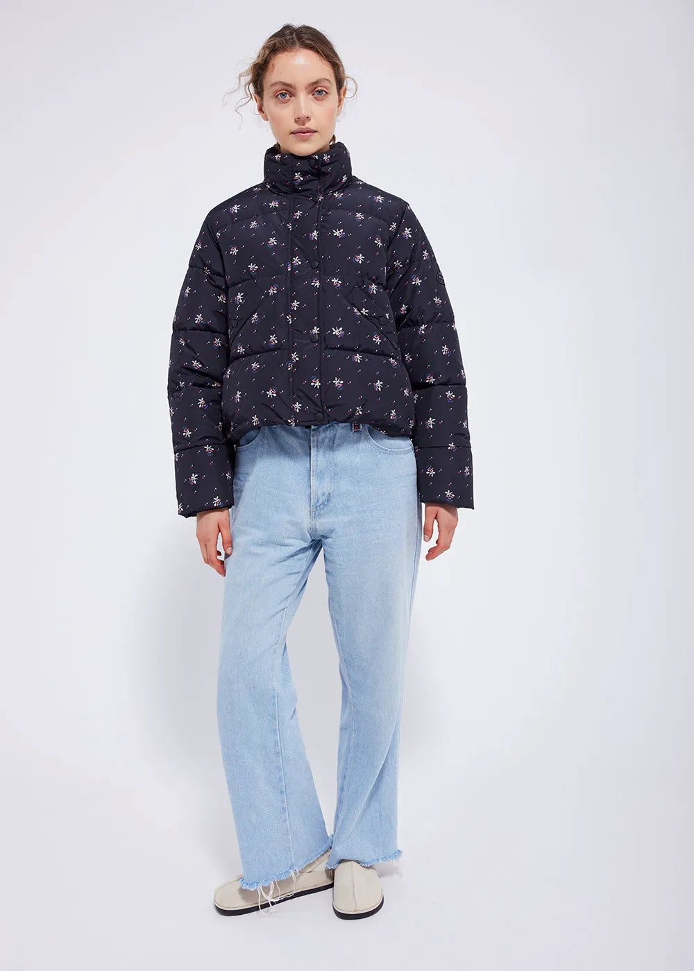 Roseanna Lodge Print charcoal down jacket