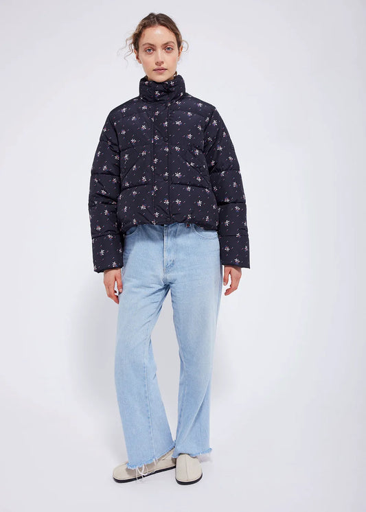 Roseanna Lodge Print charcoal down jacket