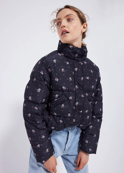 Roseanna Lodge Print charcoal down jacket