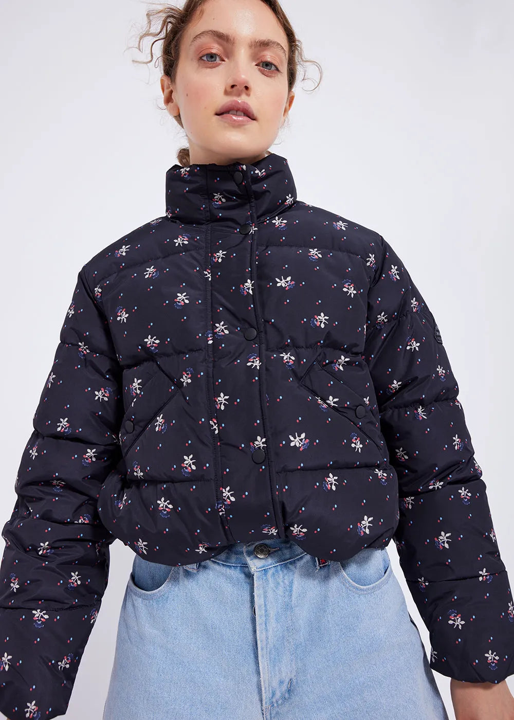 Roseanna Lodge Print charcoal down jacket