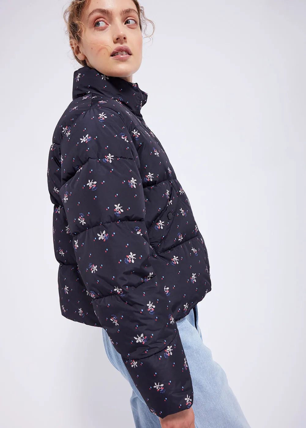 Roseanna Lodge Print charcoal down jacket