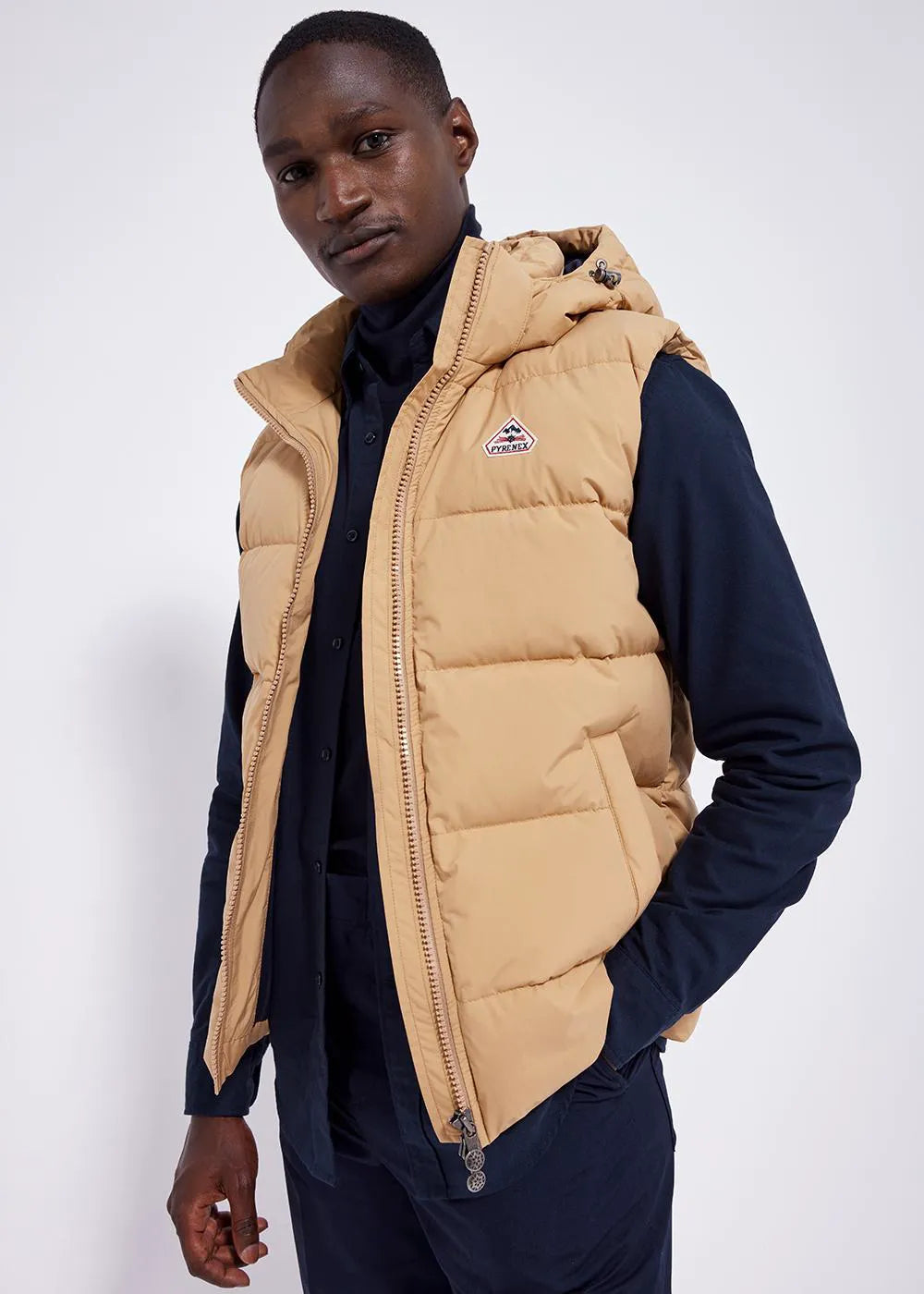 Pyrenex Spoutnic sleeveless down jacket with removable hood Iced coffee