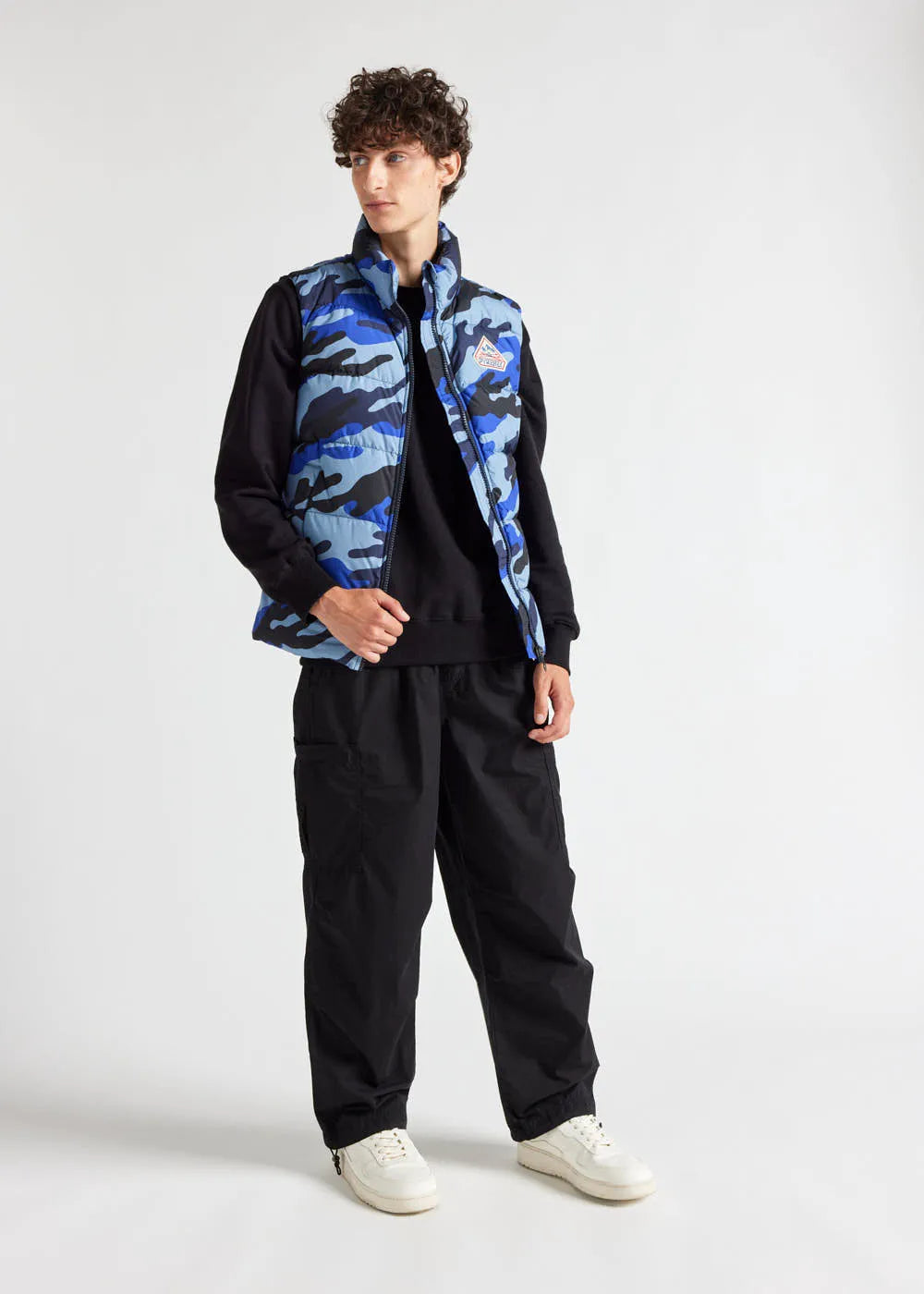 Pyrenex John unisex sleeveless down jacket camouflage Camo blue print