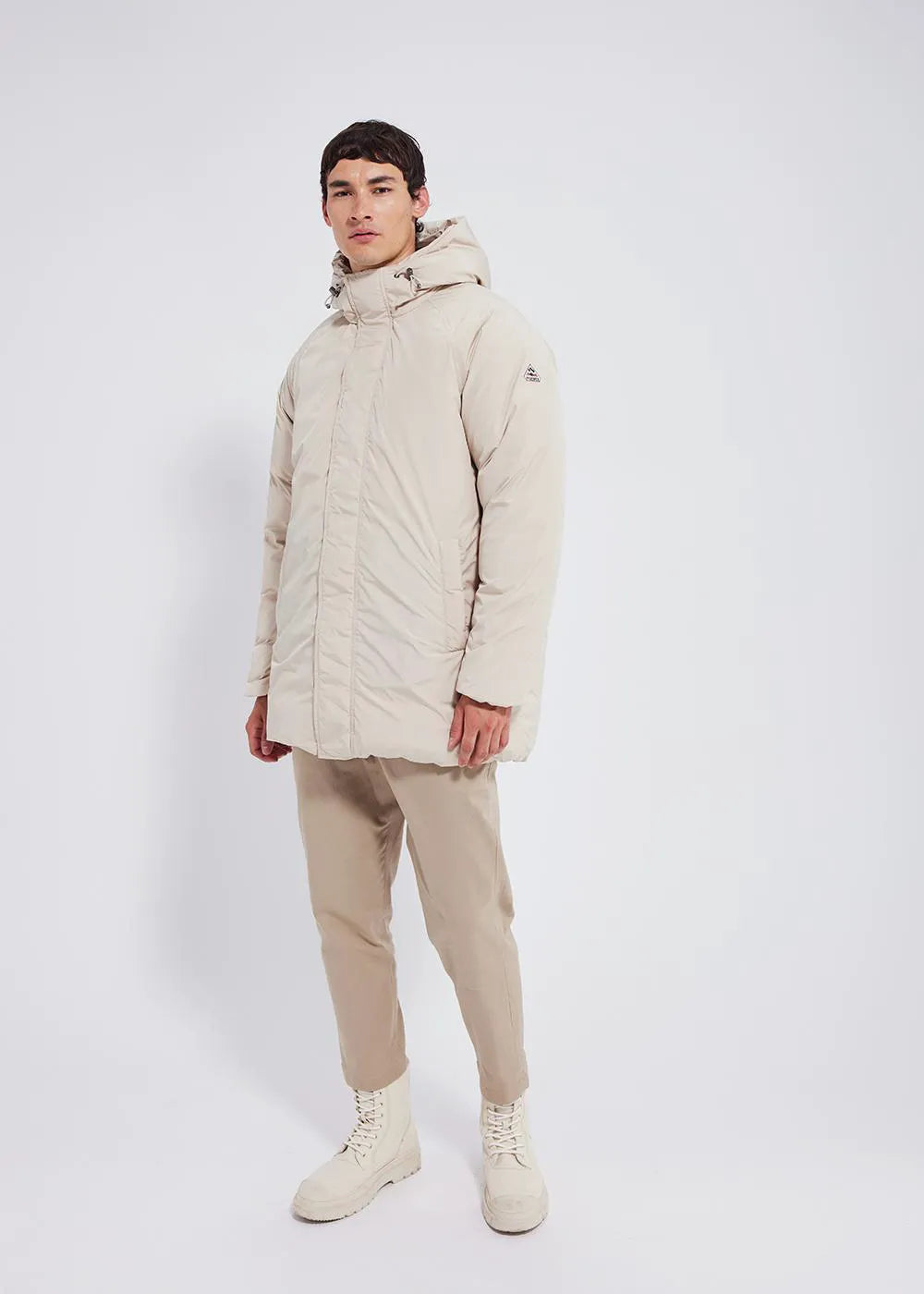 Men's hooded parka Pyrenex Spark in natural down Brown rice