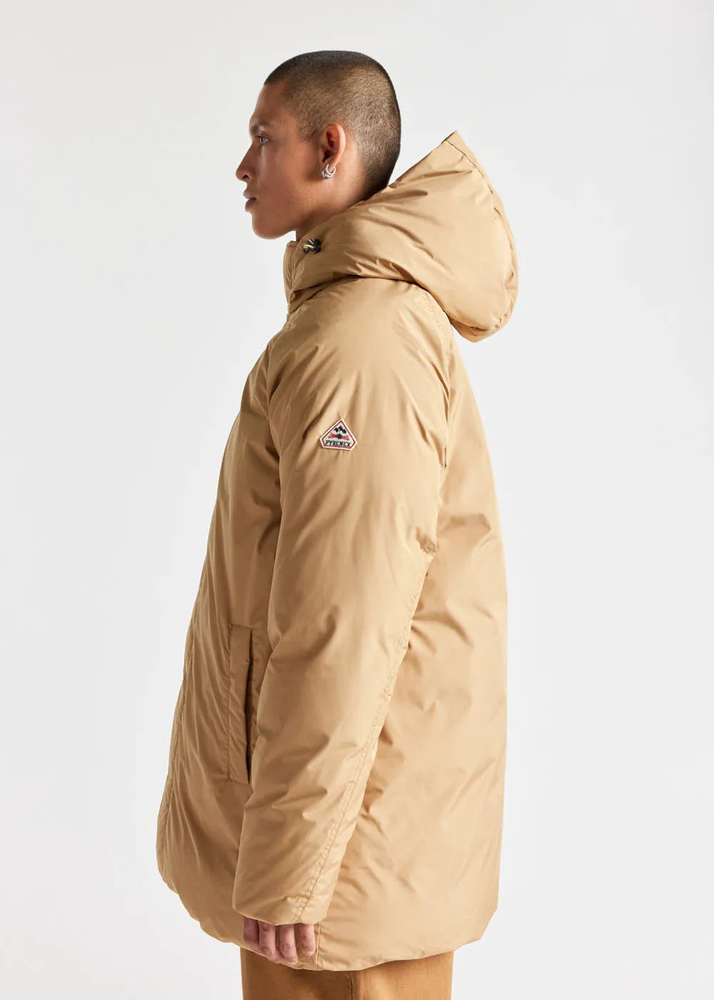 Pyrenex Spark men's hooded parka in natural down Iced coffee