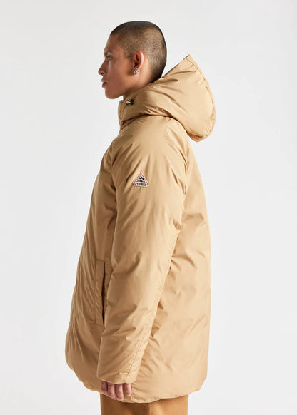 Pyrenex Spark men's hooded parka in natural down Iced coffee