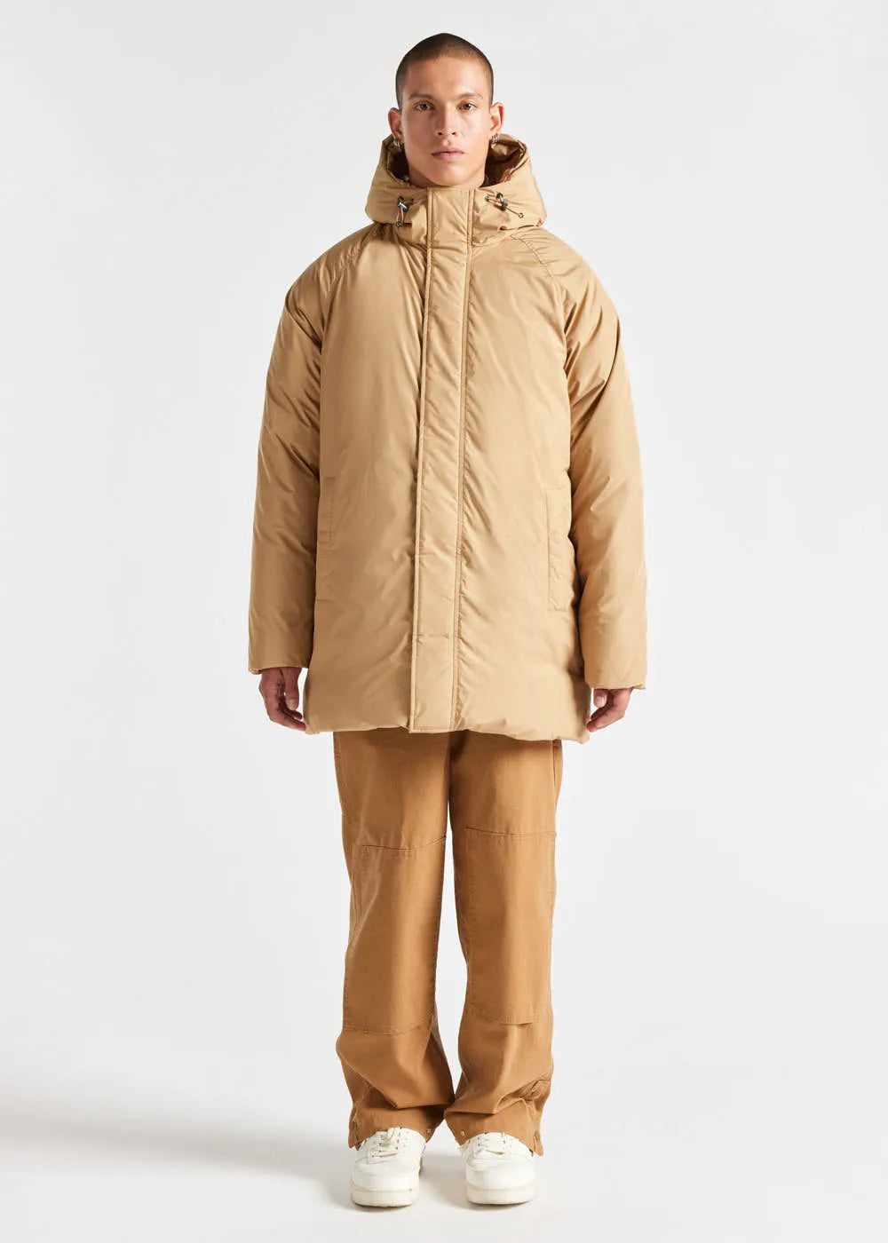 Pyrenex Spark men's hooded parka in natural down Iced coffee