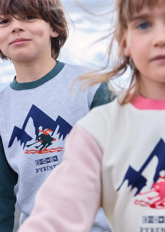 Sandy cotton sweatshirt for children Pyrenex x Bonton grey marl