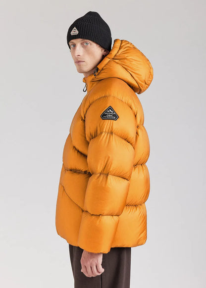 Pyrenex Stellar men's technical hooded down jacket in yellow