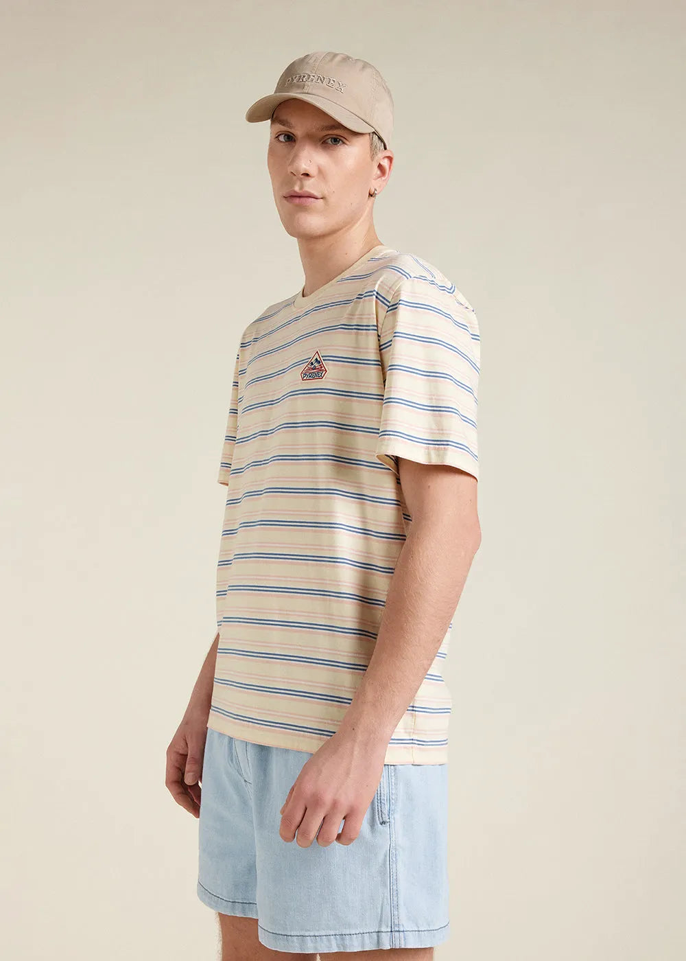 Unisex striped organic cotton t-shirt Pyrenex Horizon Anise flower