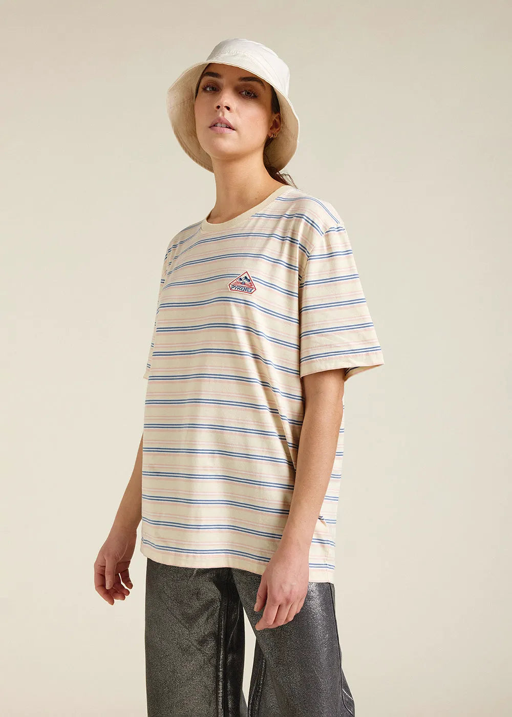 Unisex striped organic cotton t-shirt Pyrenex Horizon Anise flower