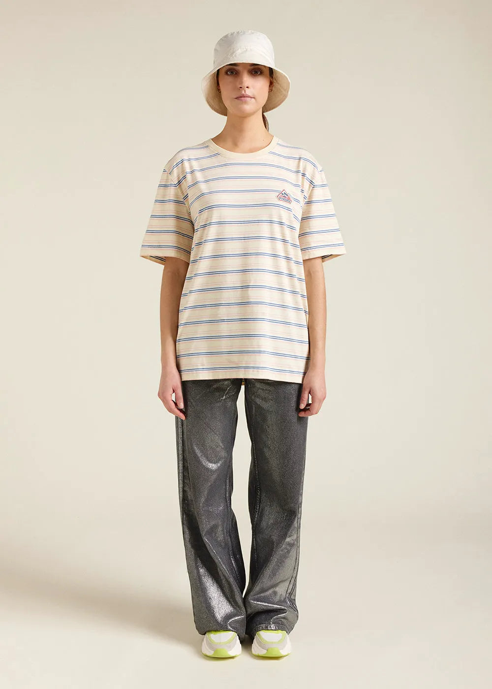 Unisex striped organic cotton t-shirt Pyrenex Horizon Anise flower