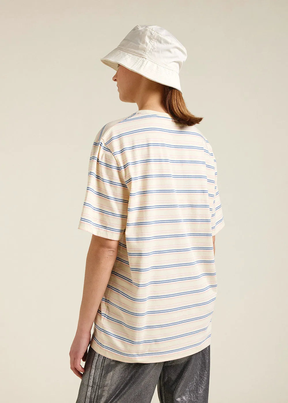 Unisex striped organic cotton t-shirt Pyrenex Horizon Anise flower