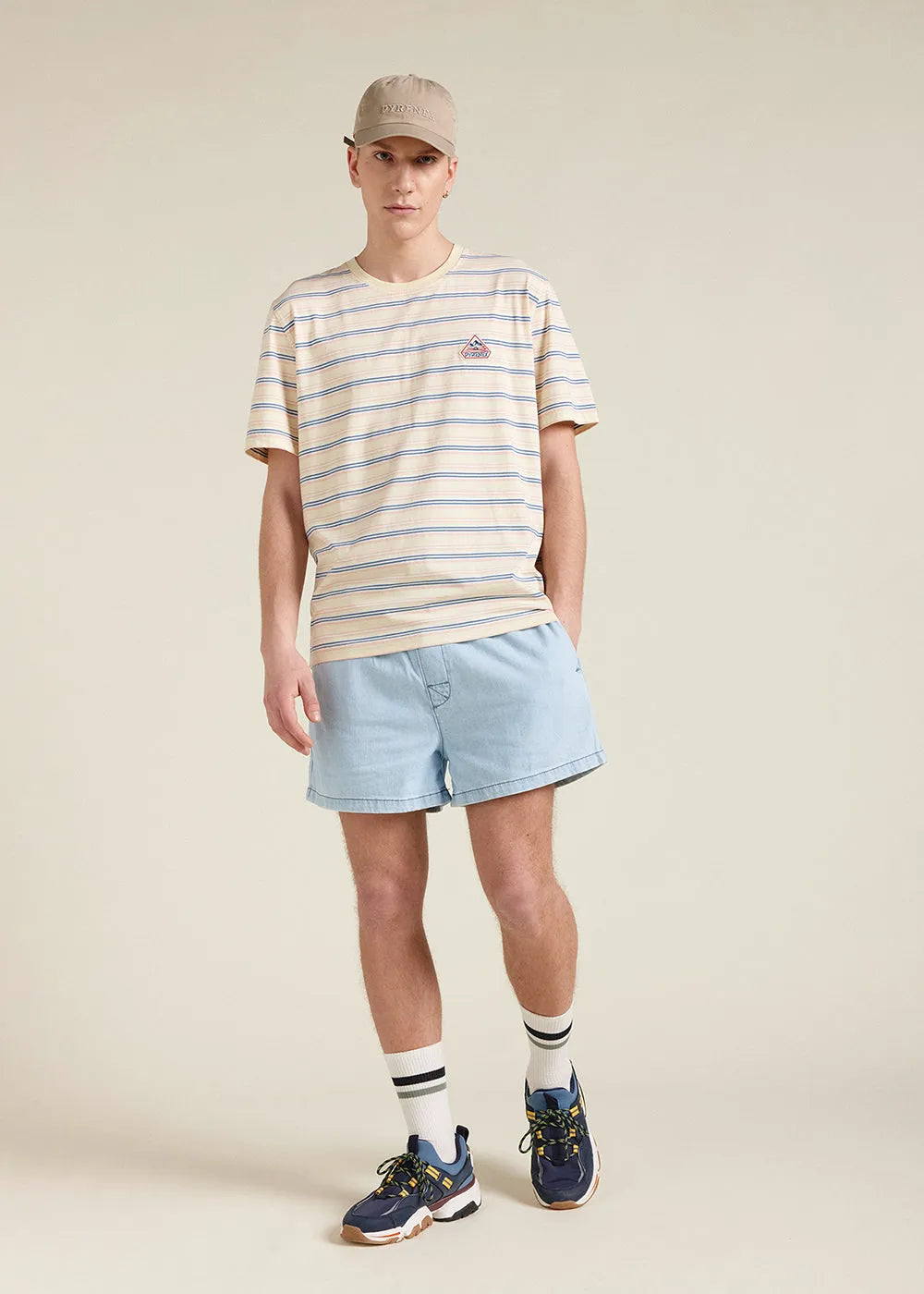 Unisex striped organic cotton t-shirt Pyrenex Horizon Anise flower