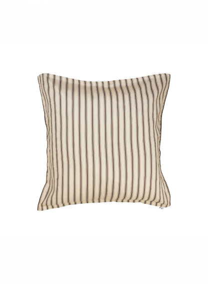 Pillowcases x2 with brown and ecru stripes in cotton and TENCEL™ Lyocell