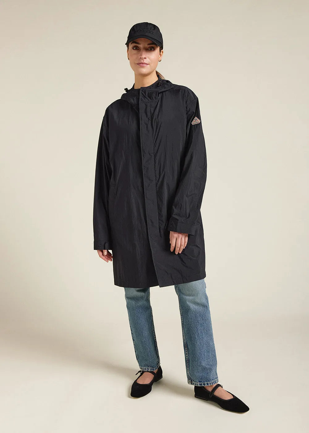 Unisex long hooded windbreaker Torrent Black
