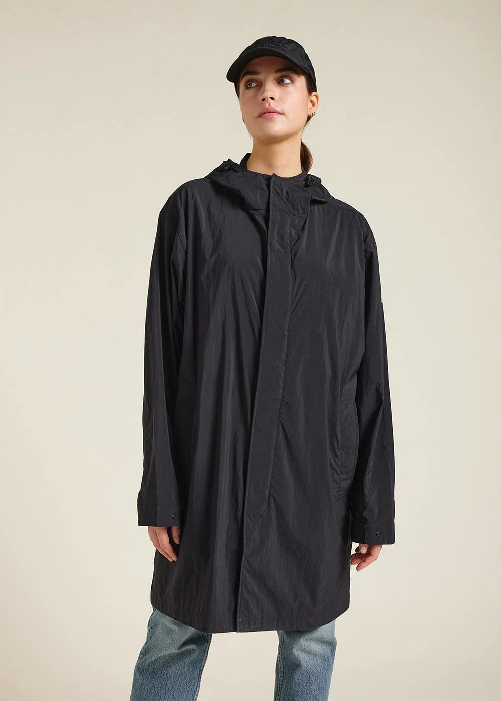 Unisex long hooded windbreaker Torrent Black