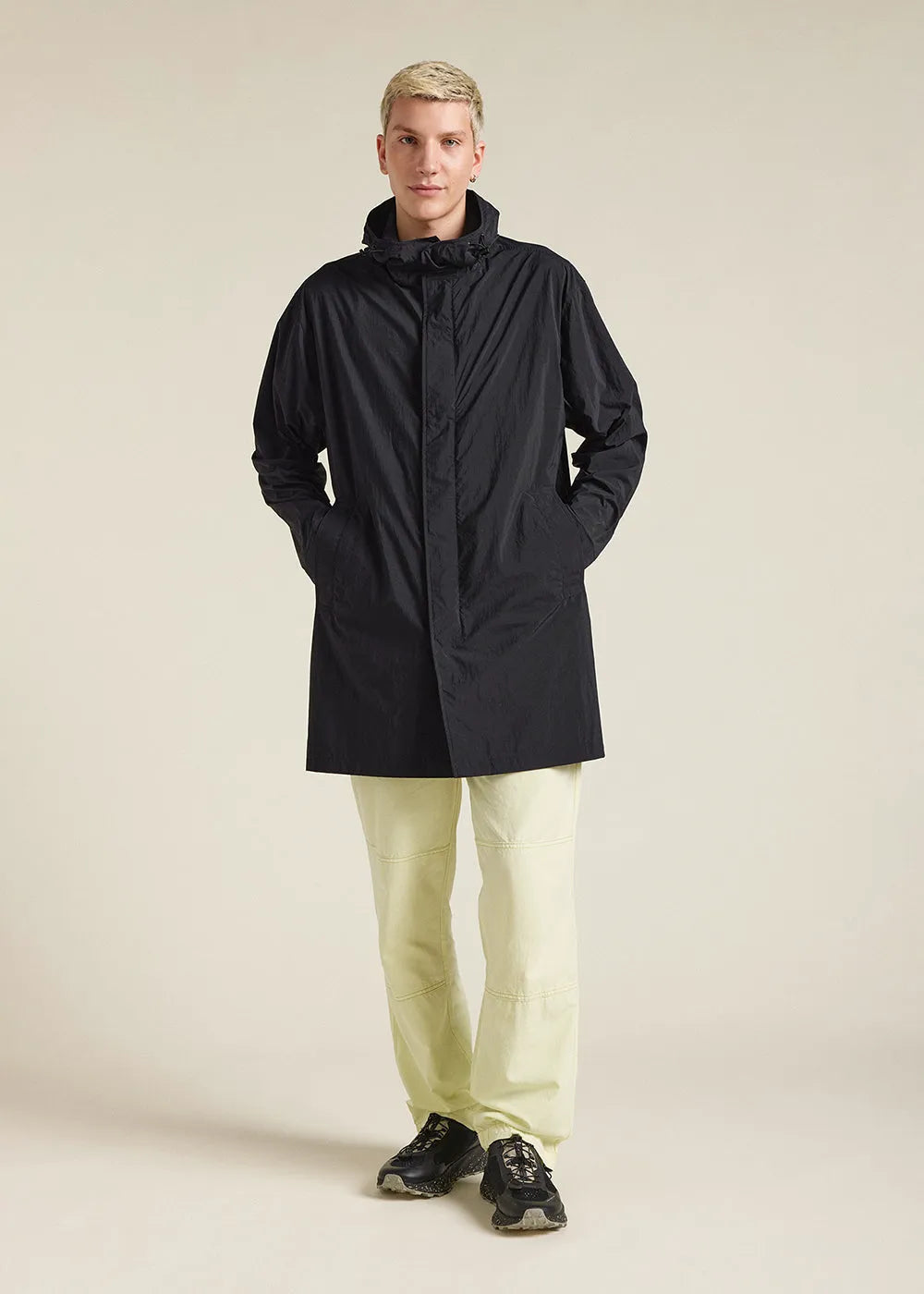 Unisex long hooded windbreaker Torrent Black